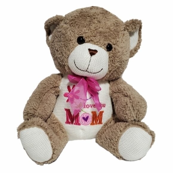 Dan Dee Brown Teddy Bear Plush Mom 14" seated Love Mom Stuffed Animal - Picture 1 of 6